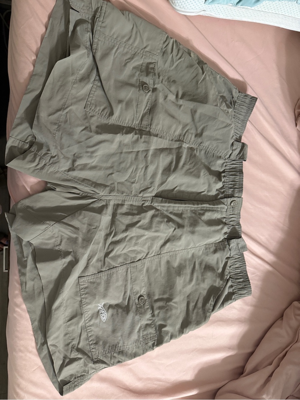 AFTCO Olive Cargo Shorts with Elastic Waist